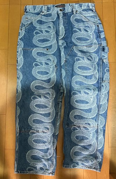 Supreme x HYSTERIC GLAMOUR Snake Double Knee Denim Painter Pant "Blue"