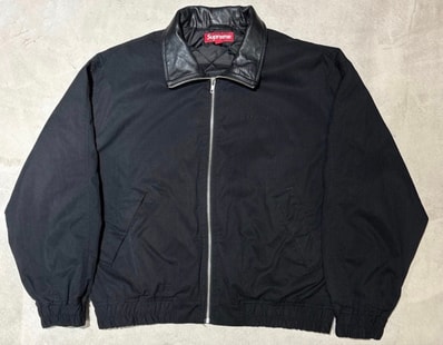 Supreme Leather Collar Utility Jacket "Black"