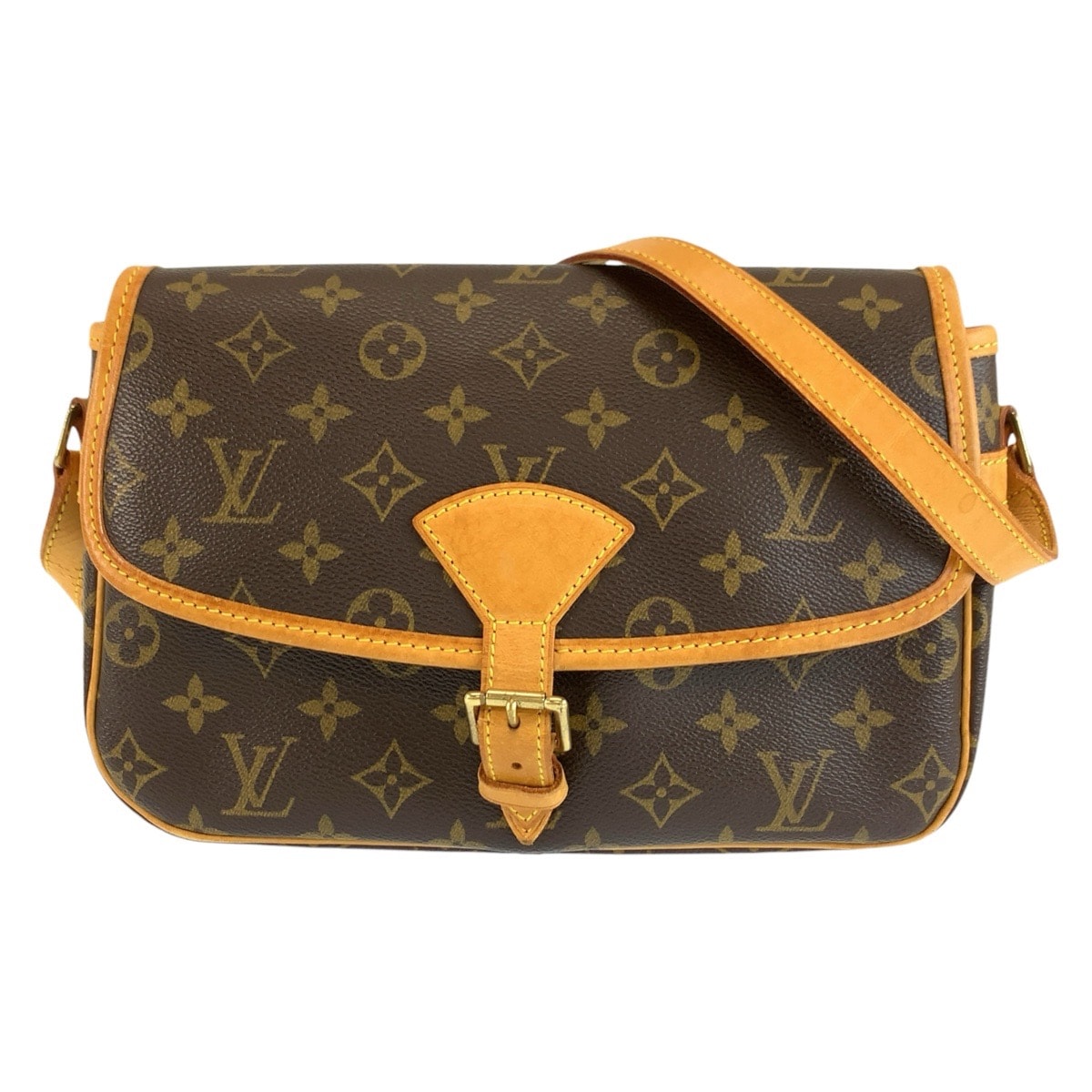 LOUIS VUITTON ルイヴィトン モノグラム ソローニュ ブラウン ゴールド金具 PVC レザー/ ショルダーバッグ ポシェット 1-0292465 【中古】
