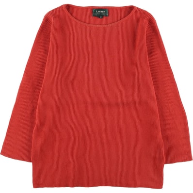 古着 ラルフローレン Ralph Lauren LAUREN ローレン ボートネック 七分袖 リブ編み コットンニットセーター レディースM相当/eaa616863