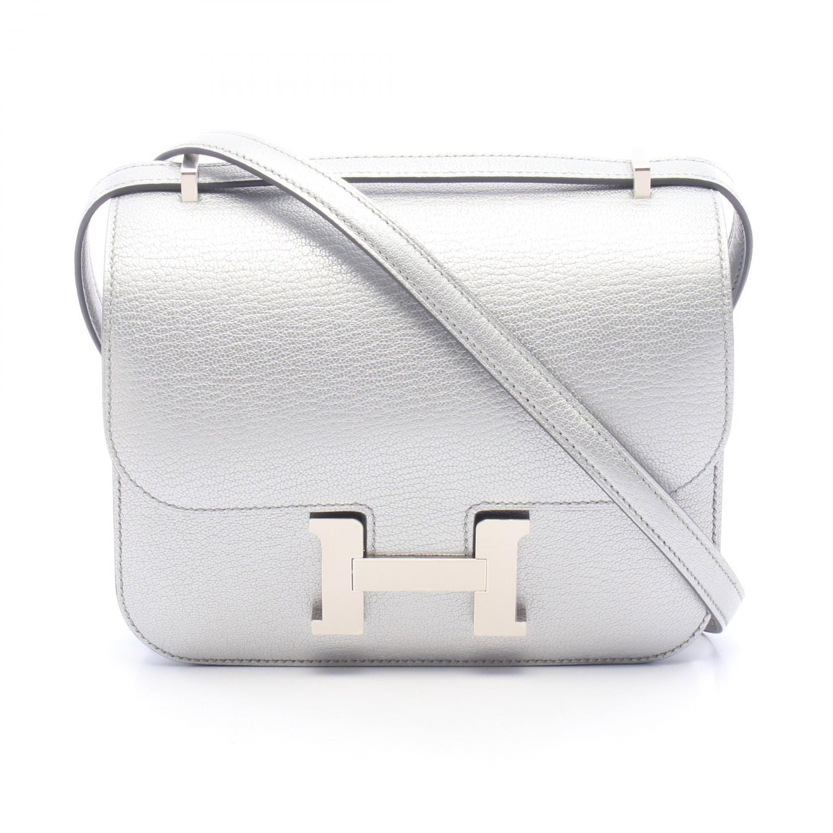 エルメス HERMES コンスタンス3 ミニ アルジャン ショルダーバッグ バッグ シェーブルシャムキラ レディース シルバー系 【中古】