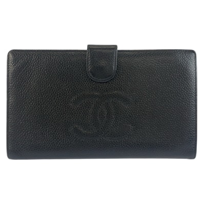 美品 CHANEL シャネル ココマーク ブラック 黒 ゴールド金具 レザー 長財布 ロングウォレット 602900 【中古】