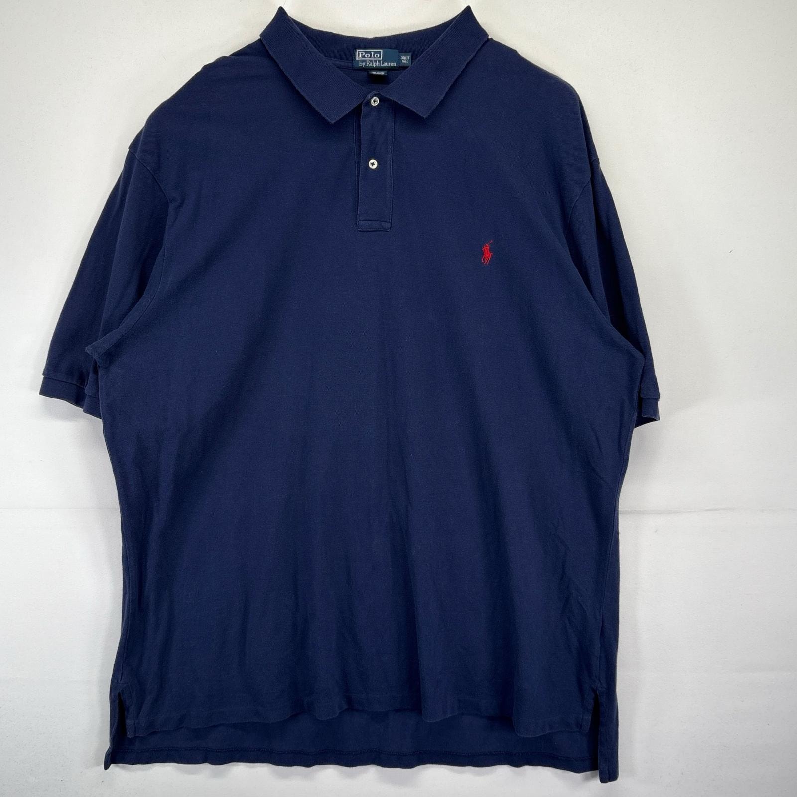 古着 90's/90年代 ポロ・ラルフローレン POLO RALPH LAUREN ポロシャツ ワンポイントロゴ 大きいサイズ ポニー 3XLT  ネイビー メンズ