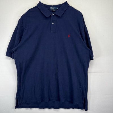 古着 90's/90年代 ポロ・ラルフローレン POLO RALPH LAUREN ポロシャツ ワンポイントロゴ 大きいサイズ ポニー 3XLT ネイビー メンズ