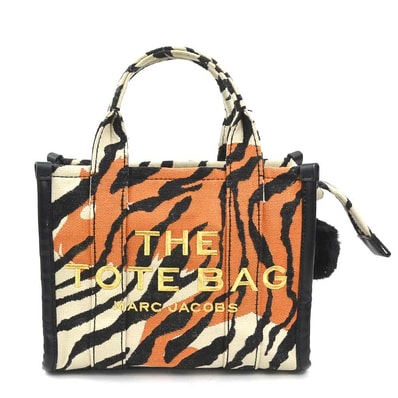マークジェイコブス MARC JACOBS ハンドバッグ キャンバス ブラック×アイボリー レディース【中古】 r10945a