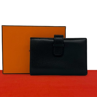 HERMES エルメス ジュラ ヴォーエプソン 二つ折り財布 ブラック
39983