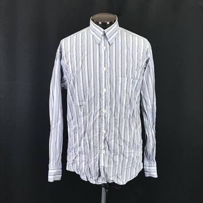 USA製★バーバリー/BURBERRY★長袖ワイシャツ/ドレスシャツ【Mens size -S/青系/blue/ストライプ柄】Tops/Shirts◆BH231