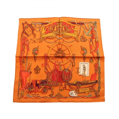 エルメス HERMES プチカレ カレ45 MUSEE スカーフ 衣料品 シルク シルク オレンジ レディース オレンジ系 【中古】