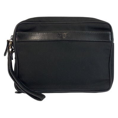 美品 GUCCI グッチ ブラック 黒 ナイロン クラッチバッグ セカンドバッグ 603305 【中古】