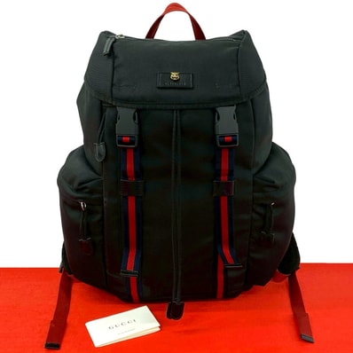 GUCCI グッチ テクノキャンバス タイガーヘッド レザー テクノキャンバス リュックサック ブラック
35790
