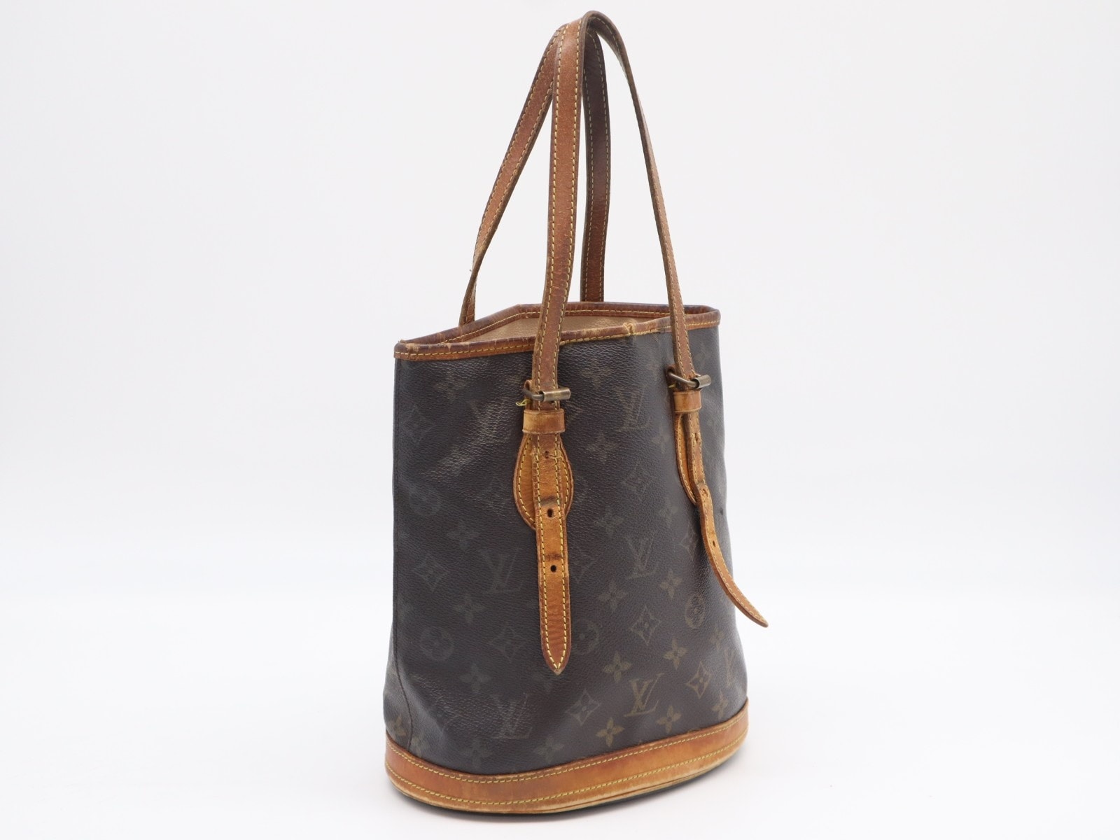 LOUIS VUITTON ルイ・ヴィトン モノグラム キャンバス バケットPM M42238 ハンドバッグ ブラウン コーティングキャンバス レザー レディース