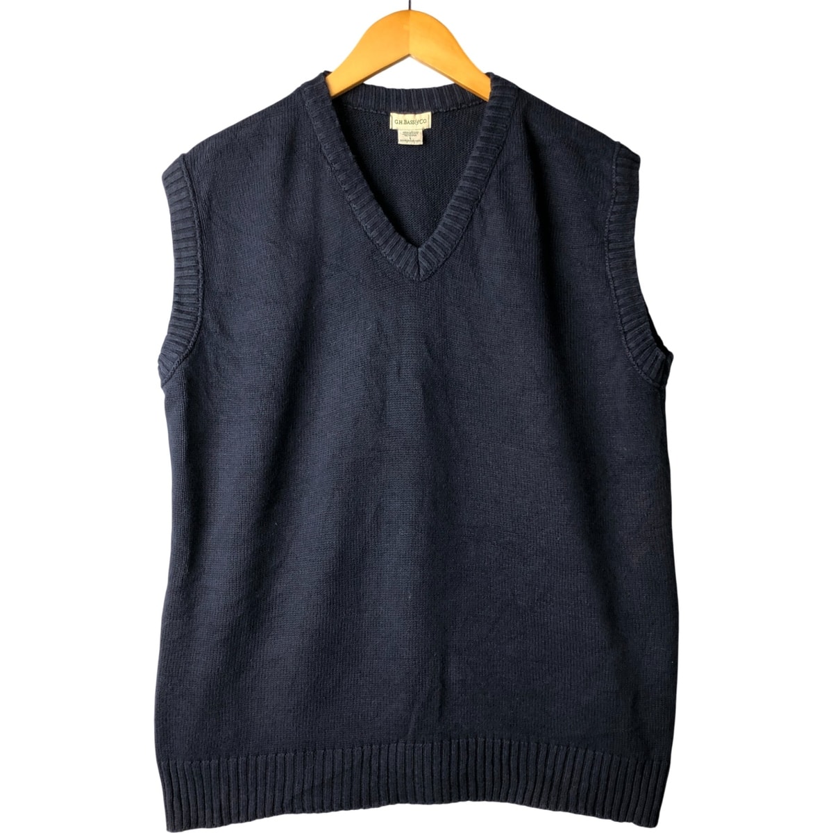古着 ジーエイチバス G.H.Bass Vネック コットンニットベスト USA製 メンズL相当/eaa592679