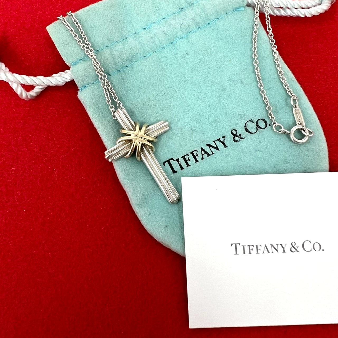 TIFFANY&Co. ティファニー シグネチャー クロス ネックレス シルバー925 K18イエローゴールド ネックレス シルバー
273-2