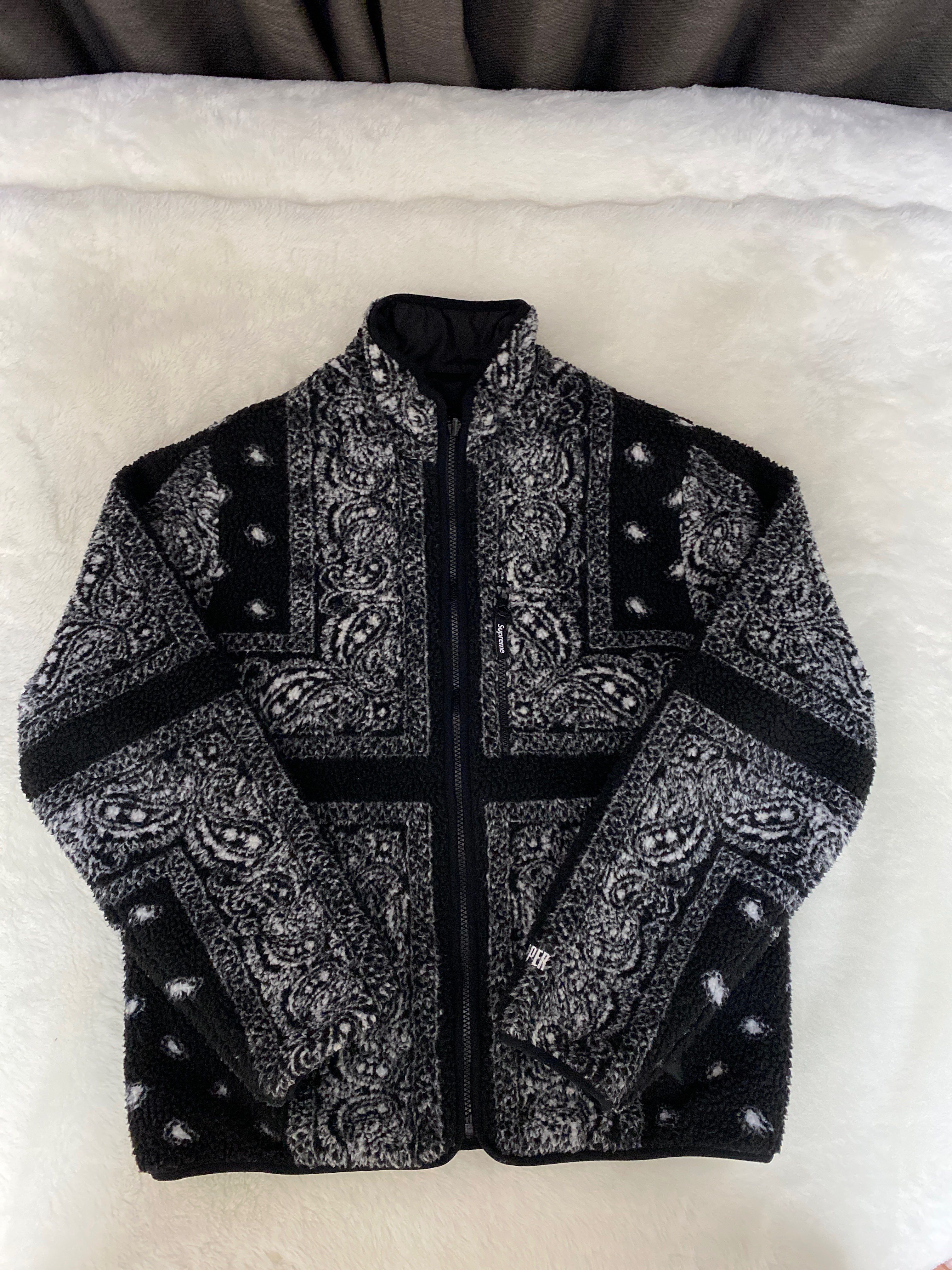 黒M】Supreme Reversible Bandana Jacket M Reversible Bandana Fleece