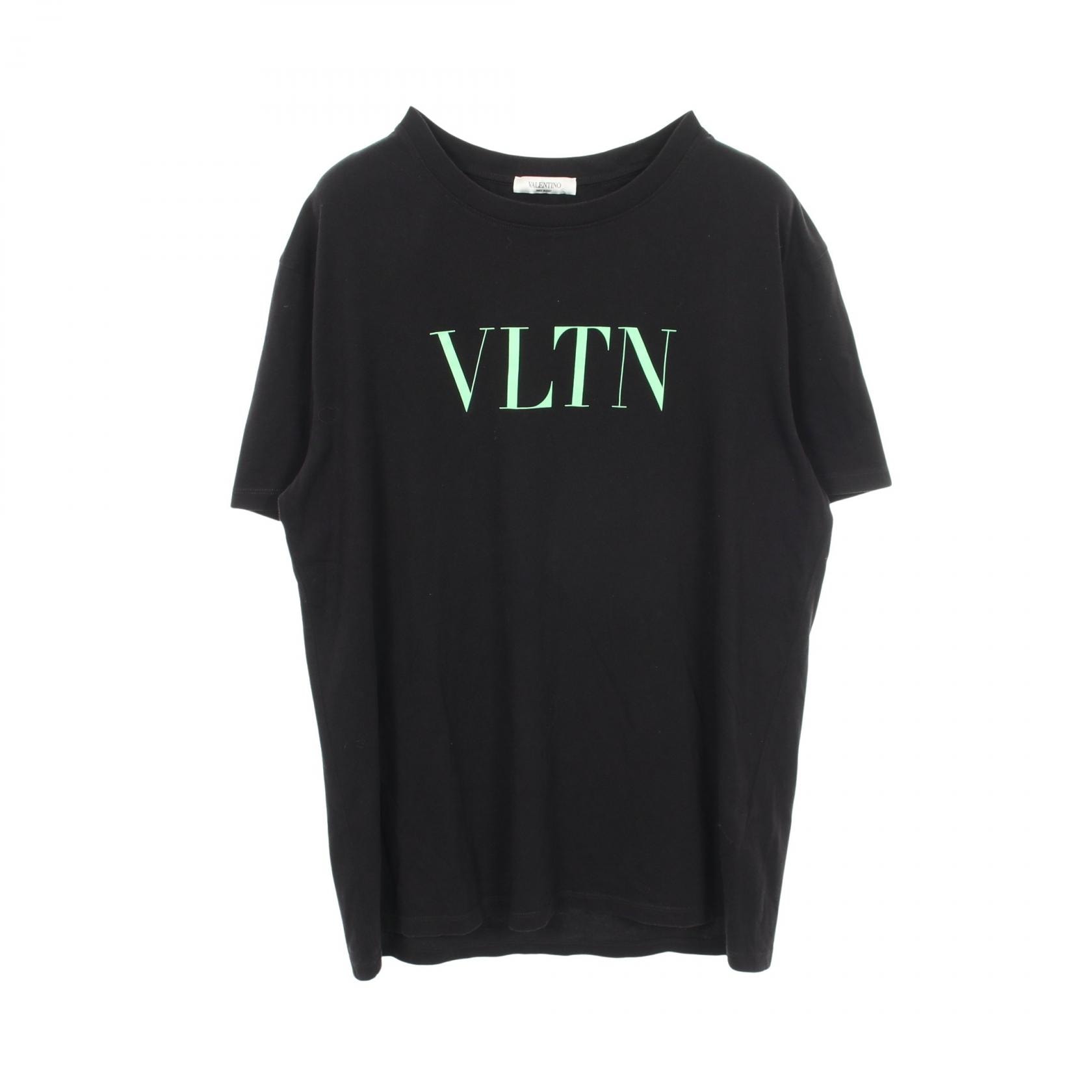 ヴァレンチノ Valentino VLTNロゴプリント クルーネック 半袖Tシャツ 衣料品 トップス コットン メンズ ブラック系 【中古】