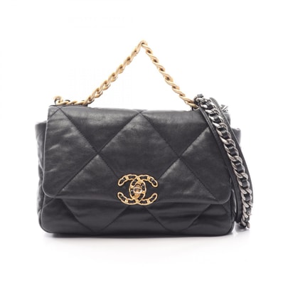 シャネル CHANEL 19 ディズヌフ マトラッセ コンビ金具 2WAY ショルダーバッグ バッグ ラムスキン(羊革) レディース ブラック系 AS1160 【中古】