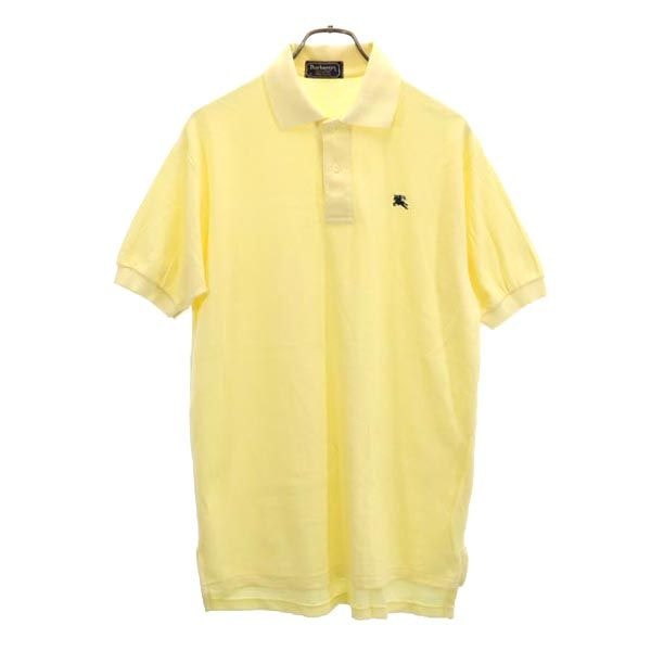 Burberrys バーバリーズ 90s USA製 ワンポイント刺繍 半袖 ポロシャツ M イエロー系 鹿の子