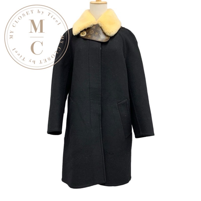 ルイヴィトン LOUIS VUITTON アウター コート モノグラム ウール ブラック