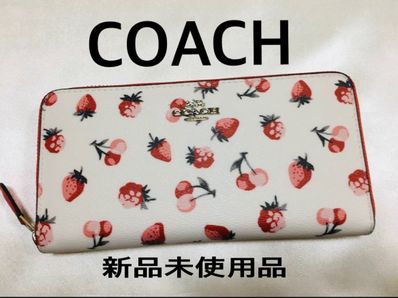 コーチ ホワイトストロベリー COACH ジップラウンドウォレット