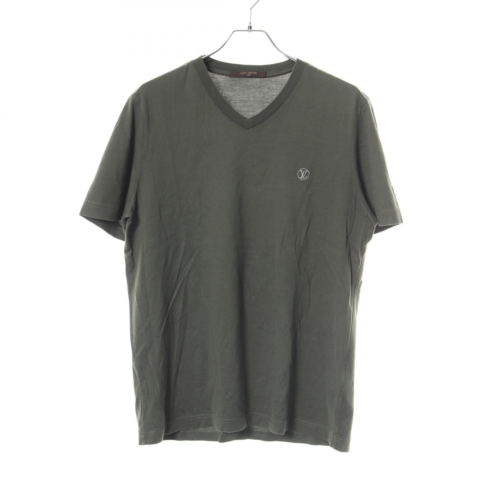 ルイ・ヴィトン LOUIS VUITTON LVロゴ刺繍 半袖Tシャツ 衣料品 トップス コットン メンズ グリーン系 RM162Q JC8 HAY51W 【中古】