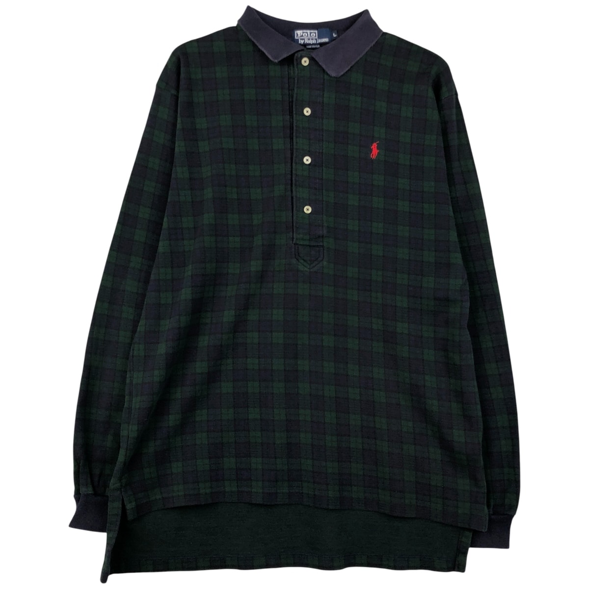 古着 ラルフローレン Ralph Lauren POLO by Ralph Lauren ブラックウォッチチェック 長袖 チェック ポロシャツ USA製 メンズL相当/eaa607827