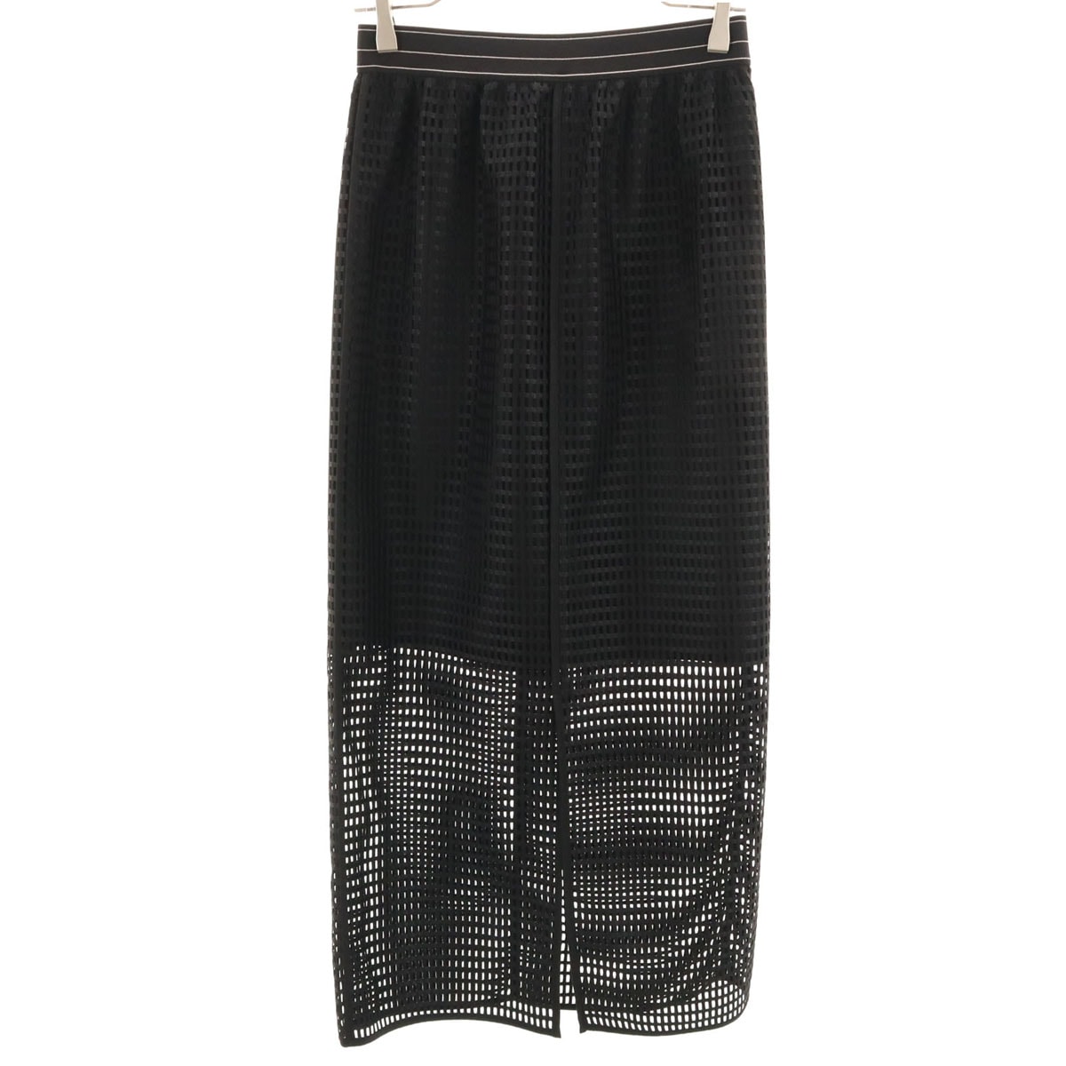 Adam et Rope' アダムエロペ メッシュ ロングスカート F ブラック