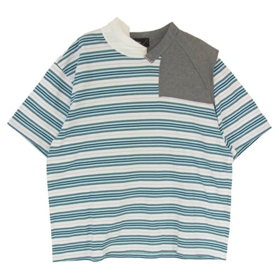 kolor カラー Tシャツ 25SS 25SCM-T21219S ボーダー切替 ドッキング クルーネック 半袖 Tシャツ グリーン系 2【中古】