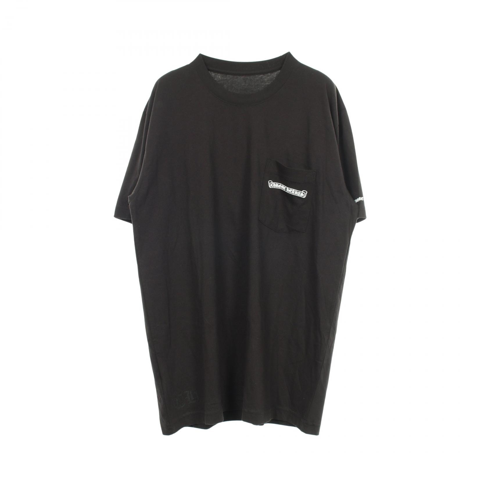 クロムハーツ CHROME HEARTS スクロールラベル ポケット付き 半袖Tシャツ 衣料品 トップス コットン メンズ ブラック系 【中古】