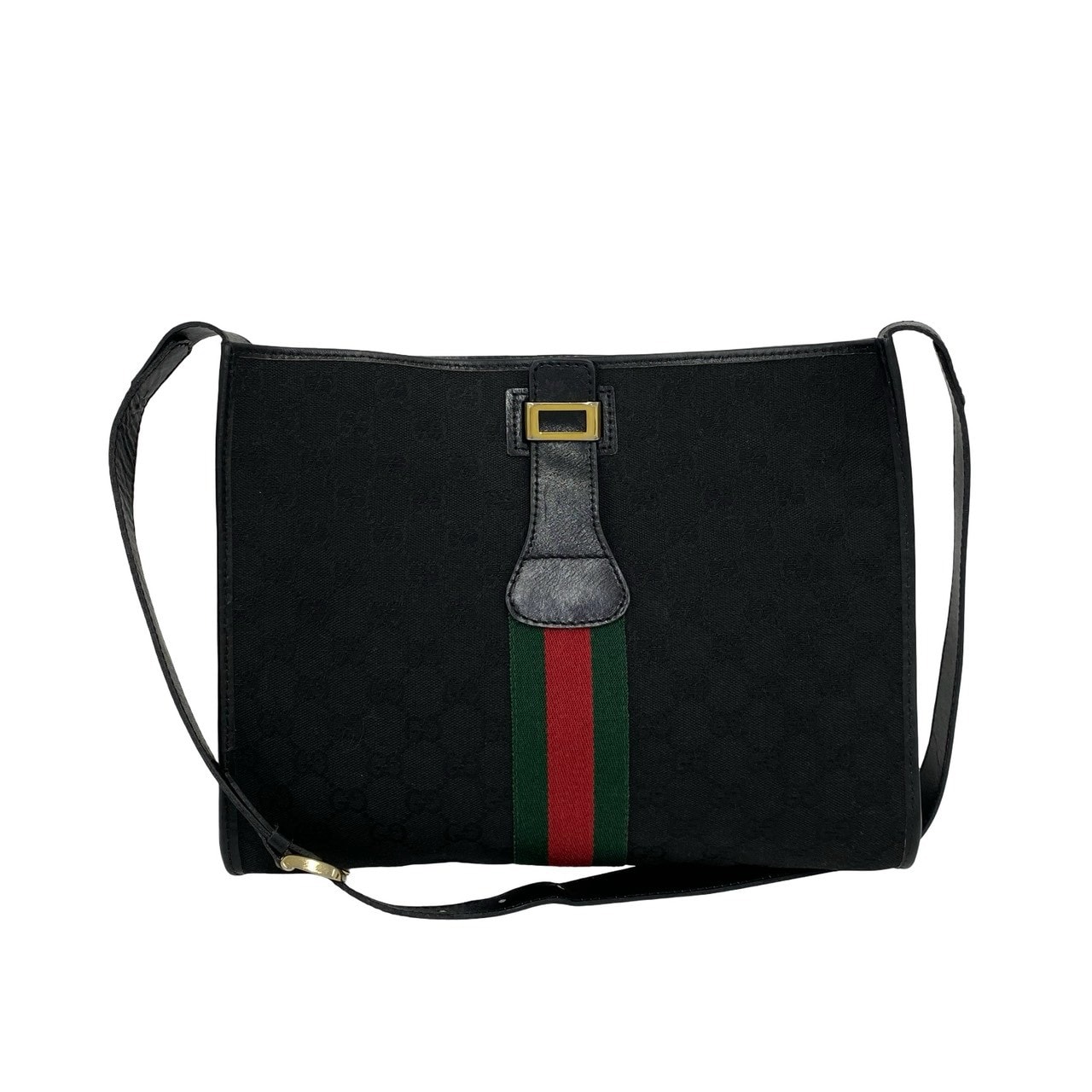 GUCCI グッチ レザー ショルダーバッグ シェリーライン B (目立った傷や汚れなし)】GUCCI グッチ シェリーライン GG 柄