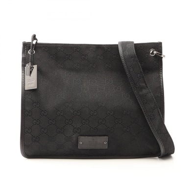グッチ GUCCI GGキャンバス ショルダーバッグ バッグ キャンバス レザー レディース ブラック系 91762 【中古】