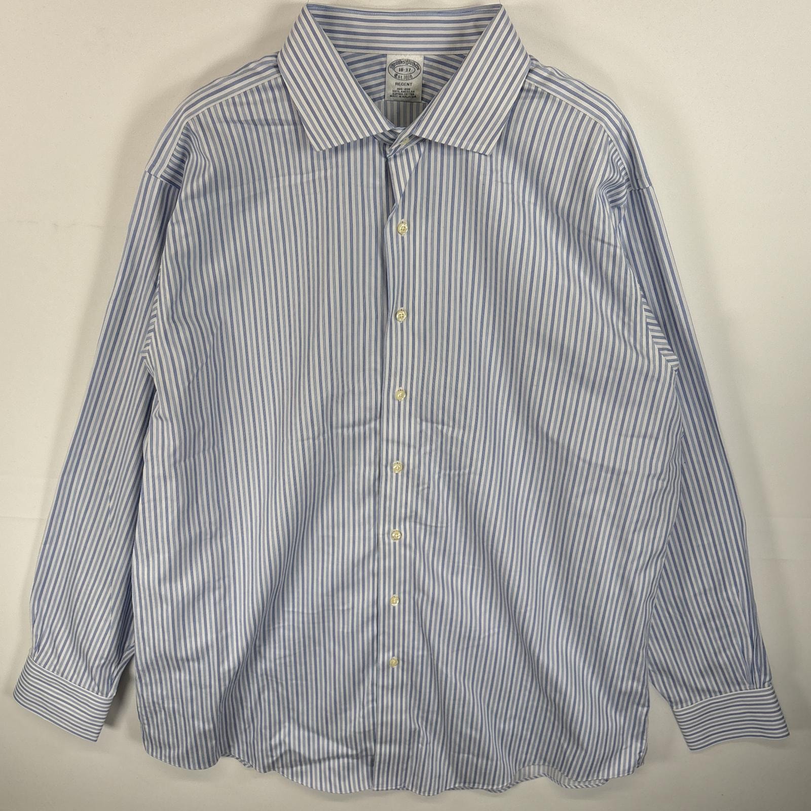 古着 ブルックスブラザーズ Brooks Brothers 長袖シャツ ボタンシャツ REGENT 大きいサイズ 18-37 2XL  ブルー系 ストライプ メンズ