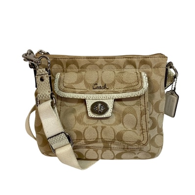 コーチ COACH ショルダーバッグ シグネチャー パイソン柄 ベージュ