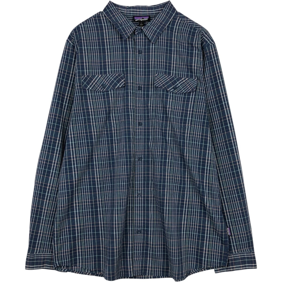 古着 パタゴニア Patagonia ORGANIC COTTON オーガニックコットン 54035SP19 チェック柄 長袖 ナイロン×ポリシャツ メンズL相当/eaa677064