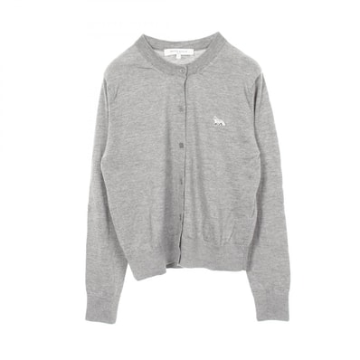 メゾンキツネ MAISON KITSUNE FOXパッチ レギュラー カーディガン 衣料品 トップス ウール レディース グレー系 【中古】