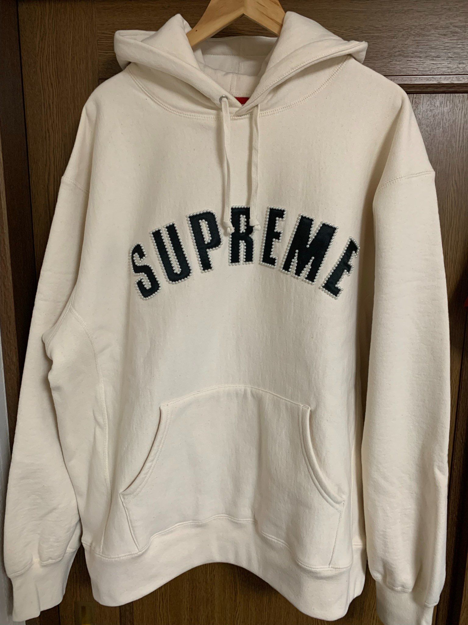 Supreme Pearl Logo Hooded Sweatshirt "Natural"