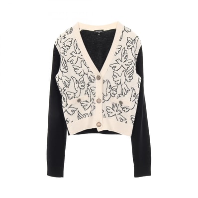 シャネル CHANEL ココマークボタン ニット カーディガン 衣料品 トップス カシミヤ レディース ホワイト系 / ブラック系 【中古】