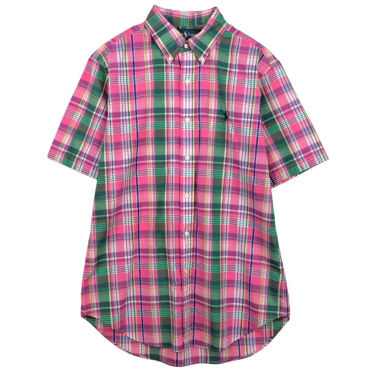 古着 ラルフローレン Ralph Lauren CLASSIC FIT クラシックフィット マドラスチェック 半袖 ボタンダウン チェックシャツ メンズM相当/eaa655859