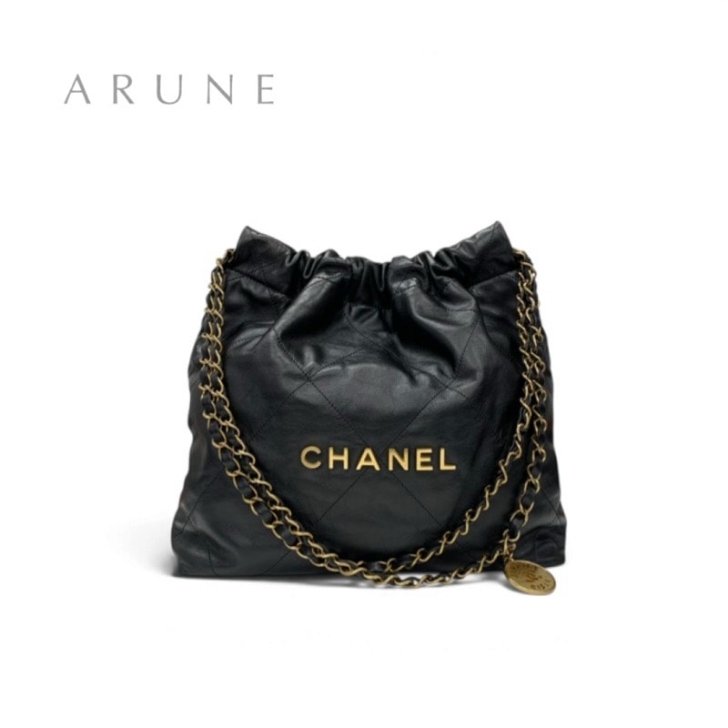 シャネル CHANEL シャネル22 バッグ トートバッグ ショルダーバッグ ブラック ゴールド スモール ココマーク ロゴ チェーン