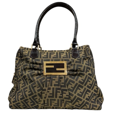 フェンディ ミア ズッカ トートバッグ キャンバス 8BR655 ブラウン レディース FENDI 中古