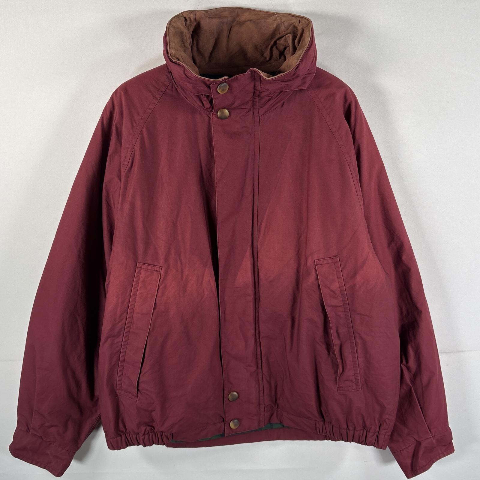 古着 90's/90年代 ノーティカ NAUTICA 中綿ジャケット 襟レザー フルジップ 裏地チェック エルボーパッチ M バーガンディ メンズ