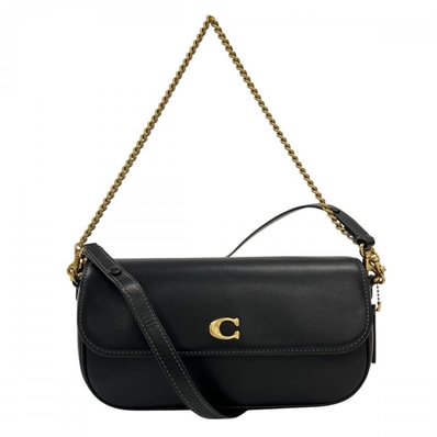 COACH コーチ ショルダーバッグ チェーン 斜め掛け CAN90 レザー ブラック 黒 ゴールド金具 レディース【中古品】