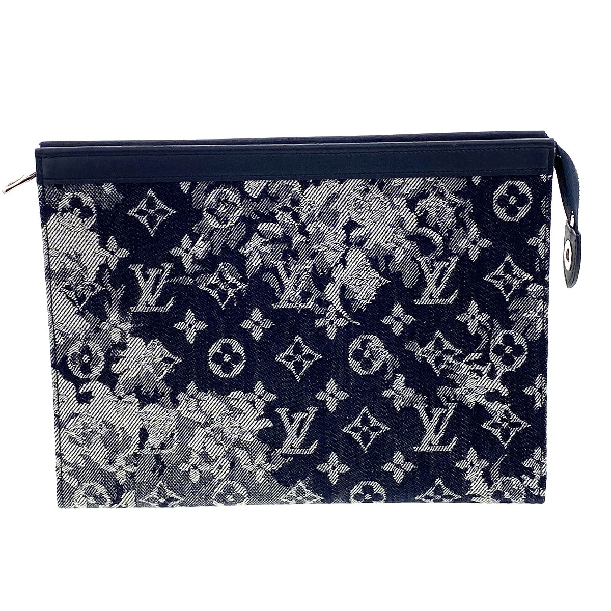 【値下げ】LOUIS VUITTON ルイ・ヴィトン ポシェット ヴォワヤージュ MM タペストリー クラッチバッグ M80034 モノグラムタペストリーキャンバス ネイビー  メンズ【中古】