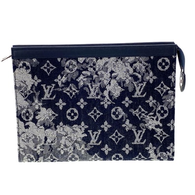 【値下げ】LOUIS VUITTON ルイ・ヴィトン ポシェット ヴォワヤージュ MM タペストリー クラッチバッグ M80034 モノグラムタペストリーキャンバス ネイビー メンズ【中古】