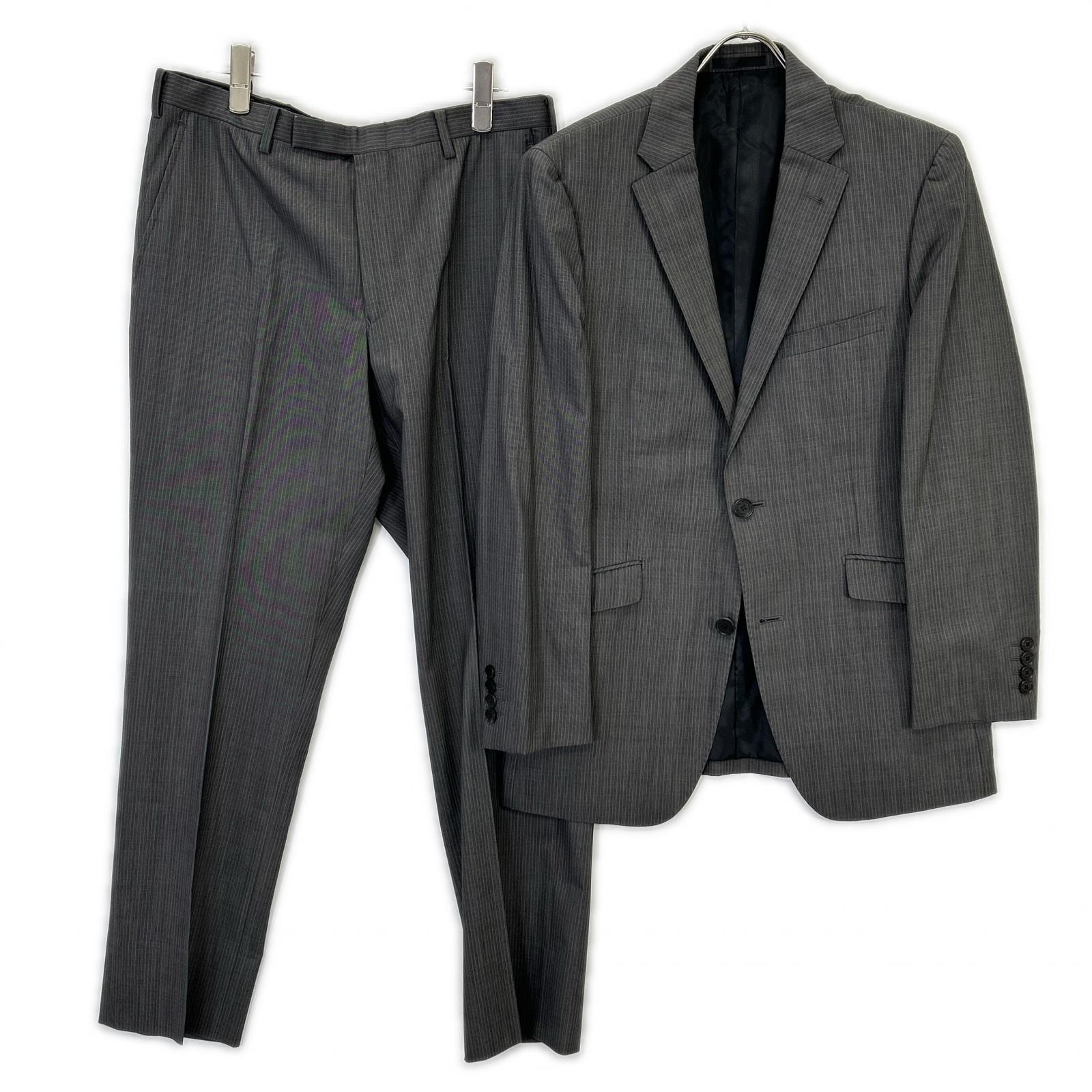 バーバリーブラックレーベル チャコール ピンストライプ D1H35-810-07 2ピース シングルスーツ 38/38