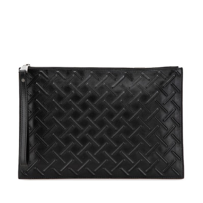ボッテガヴェネタ エンボス イントレチャート クラッチバッグ セカンドバッグ ブラック レザー メンズ BOTTEGAVENETA 【中古】