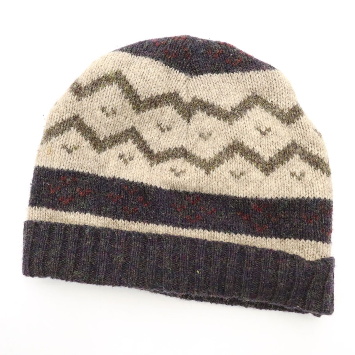 美品 A.P.C. アーペーセー 総柄 ニットキャップ S グレージュ ビーニー