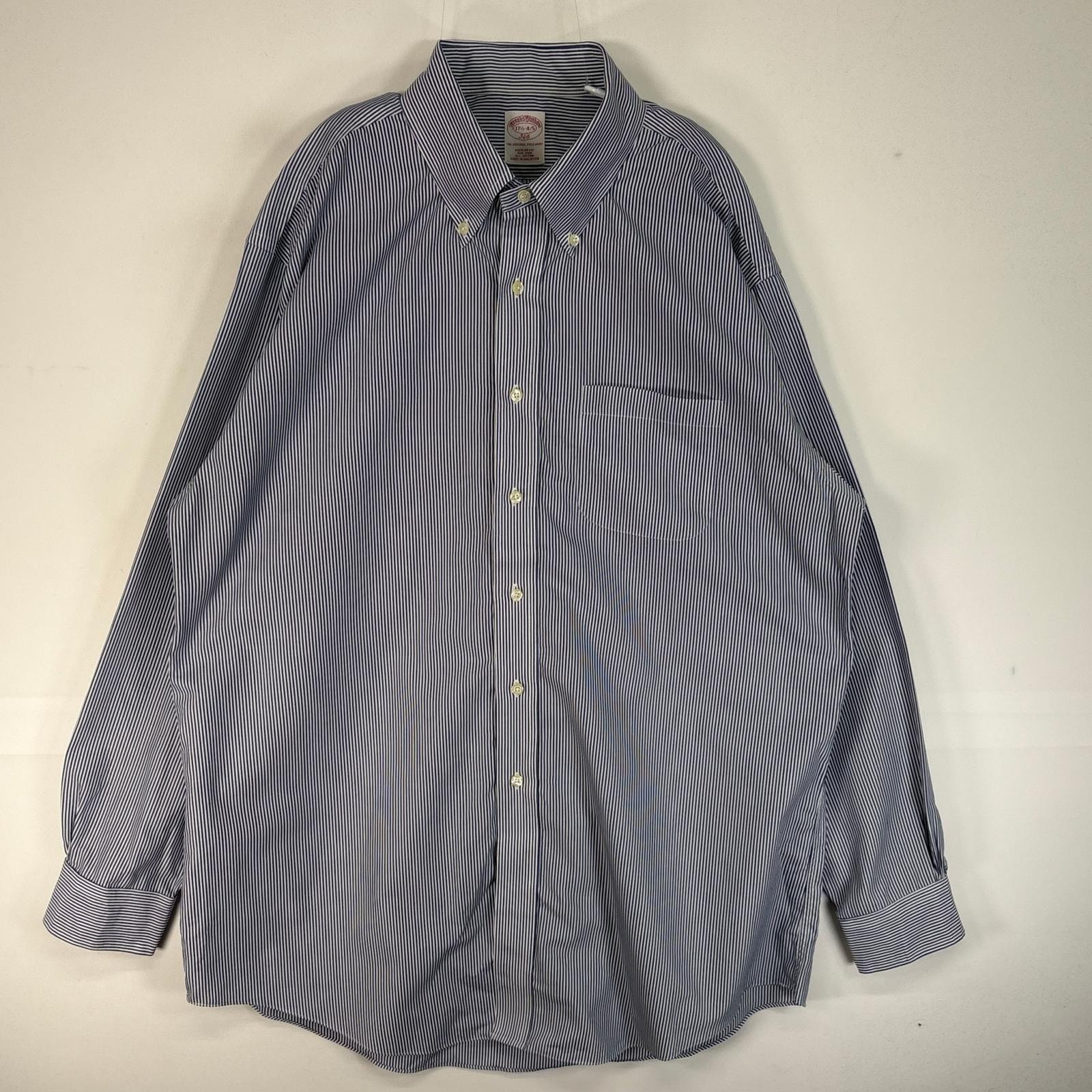 古着 ブルックスブラザーズ Brooks Brothers 長袖シャツ 346 REGULAR FIT 胸ポケ XL  ネイビー系 ストライプ メンズ