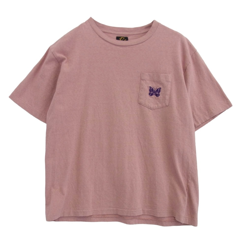 needles ベロア　ロゴTシャツ　黒　ブラック　ニードルス　パピヨン　蝶 ニードルズ NEEDLES パピヨン エンブロイダリー ポケット Tシャツ S/S
