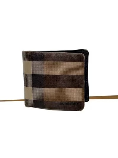 Burberry Check E-canvas International Bifold Wallet "Dark Birch Brown"