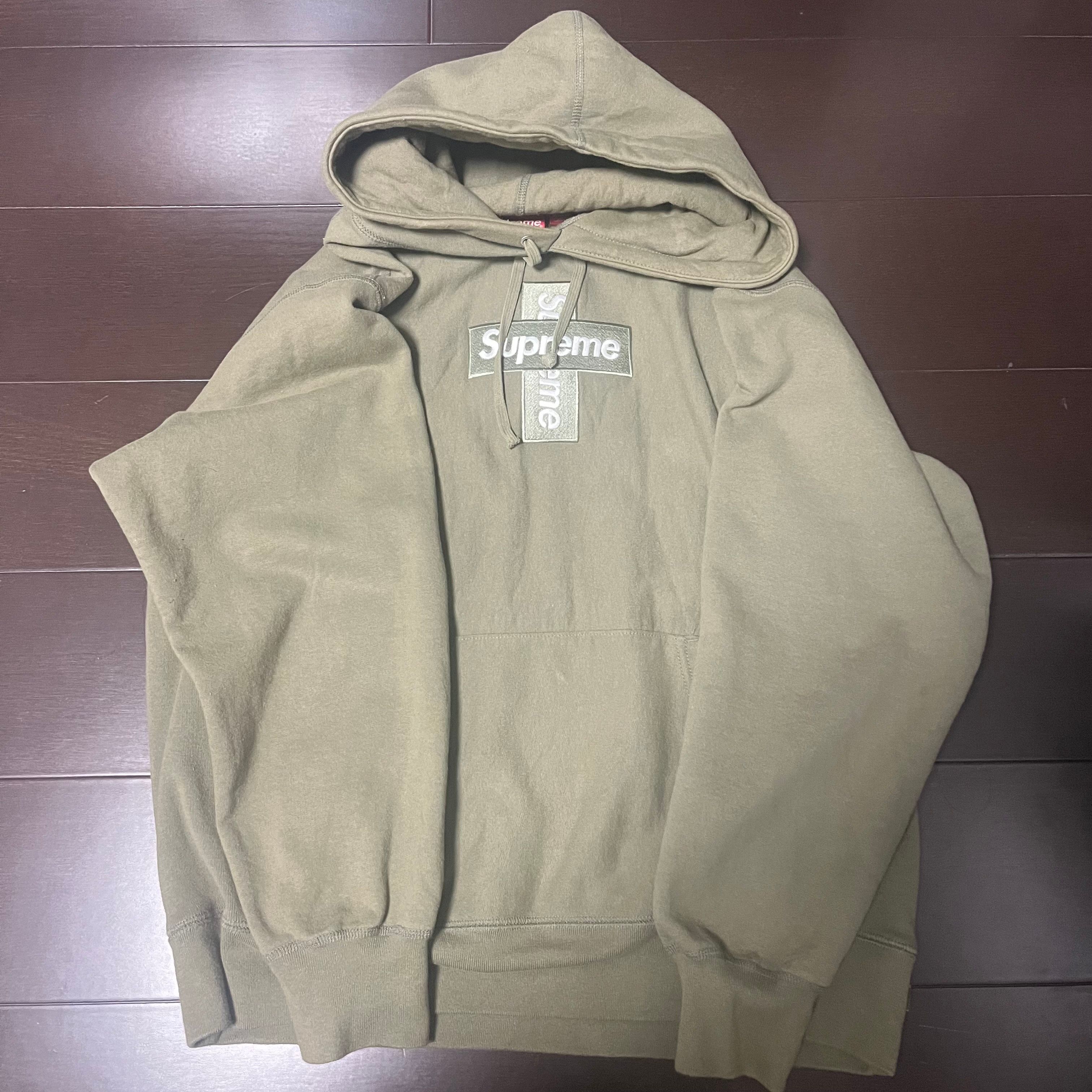 Supreme Cross Box Logo Hooded Sweatshirt "Light Olive"